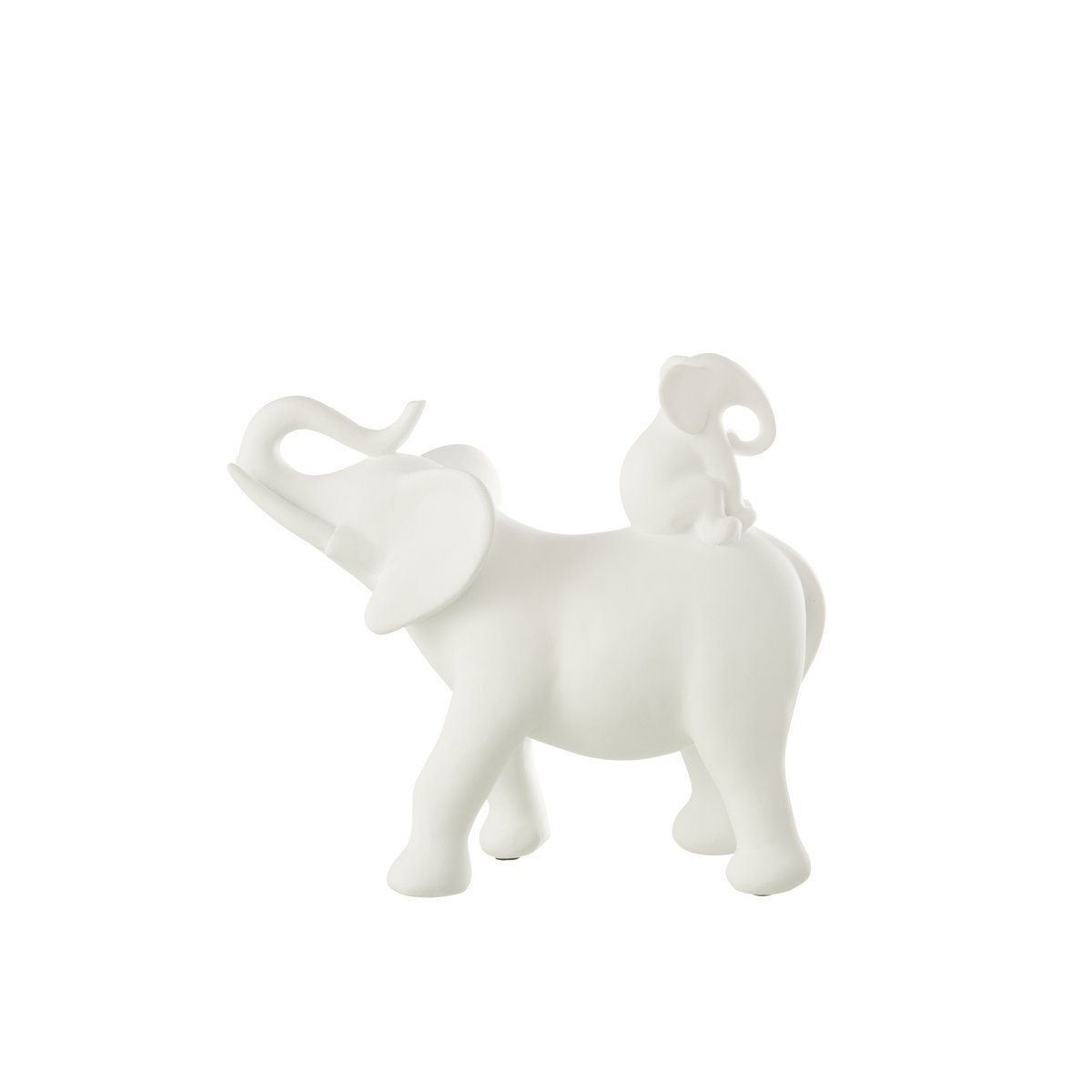 J-Line Elefant trägt Baby Polyresin Weiß