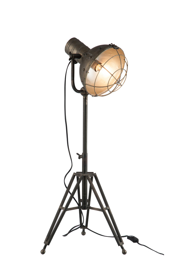 Antike Stehlampe im Oldstyle Look, Metall, Grau Industriell Stil Höhe 93cm