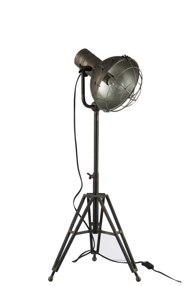 Antike Stehlampe im Oldstyle Look, Metall, Grau Industriell Stil Höhe 93cm