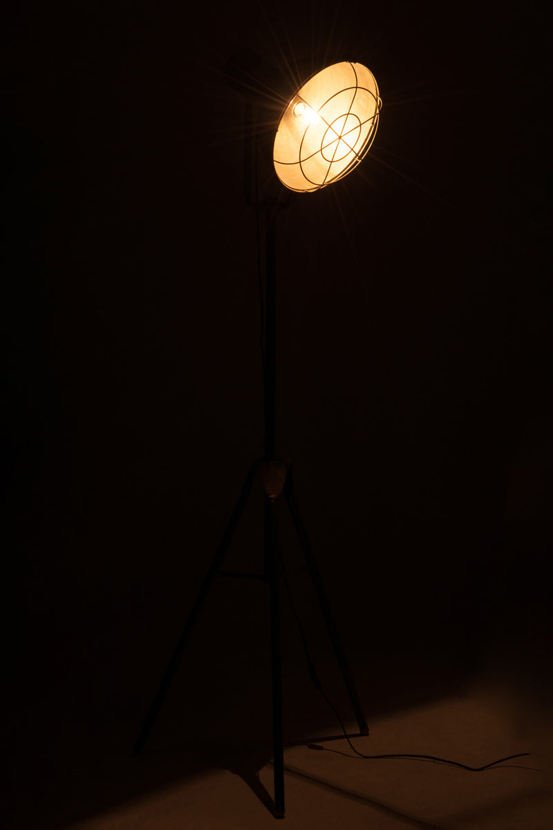 Antike Stehlampe - Rundes Design aus Metall in Grau - Industrieller Oldstyle-Look Höhe 150cm