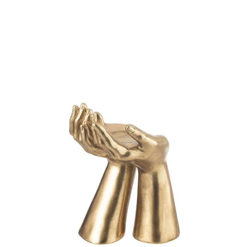 Candle holder hands made of resin in gold