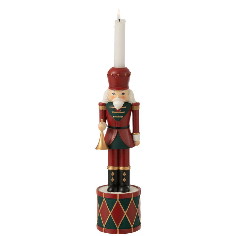 Nussknacker Kerzenhalter in Rot und Grün – 32,5 cm Weihnachtsdeko