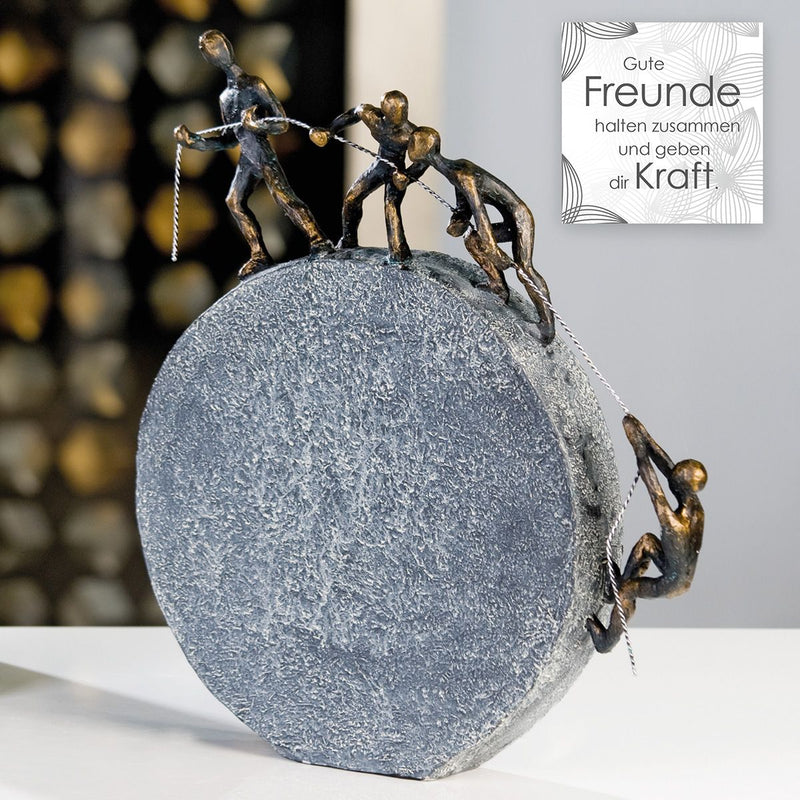 Sculptuur GOEDE VRIENDEN blijven bij elkaar en geven je kracht Hoogte 35cm Geschenkdecoratie met slogan tag