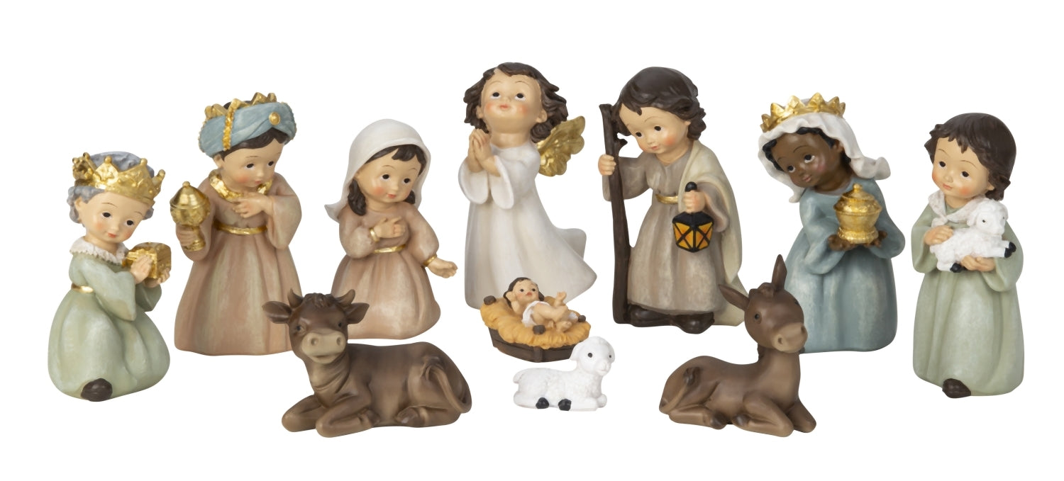 Weihnachtskrippen Set Heilige Familie 11tlg Krippenfiguren Handbemalt