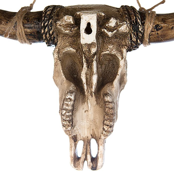 Exclusieve Poly Wall Mounted Buffalo - Eigentijds design met antieke afwerking en touwaccenten
