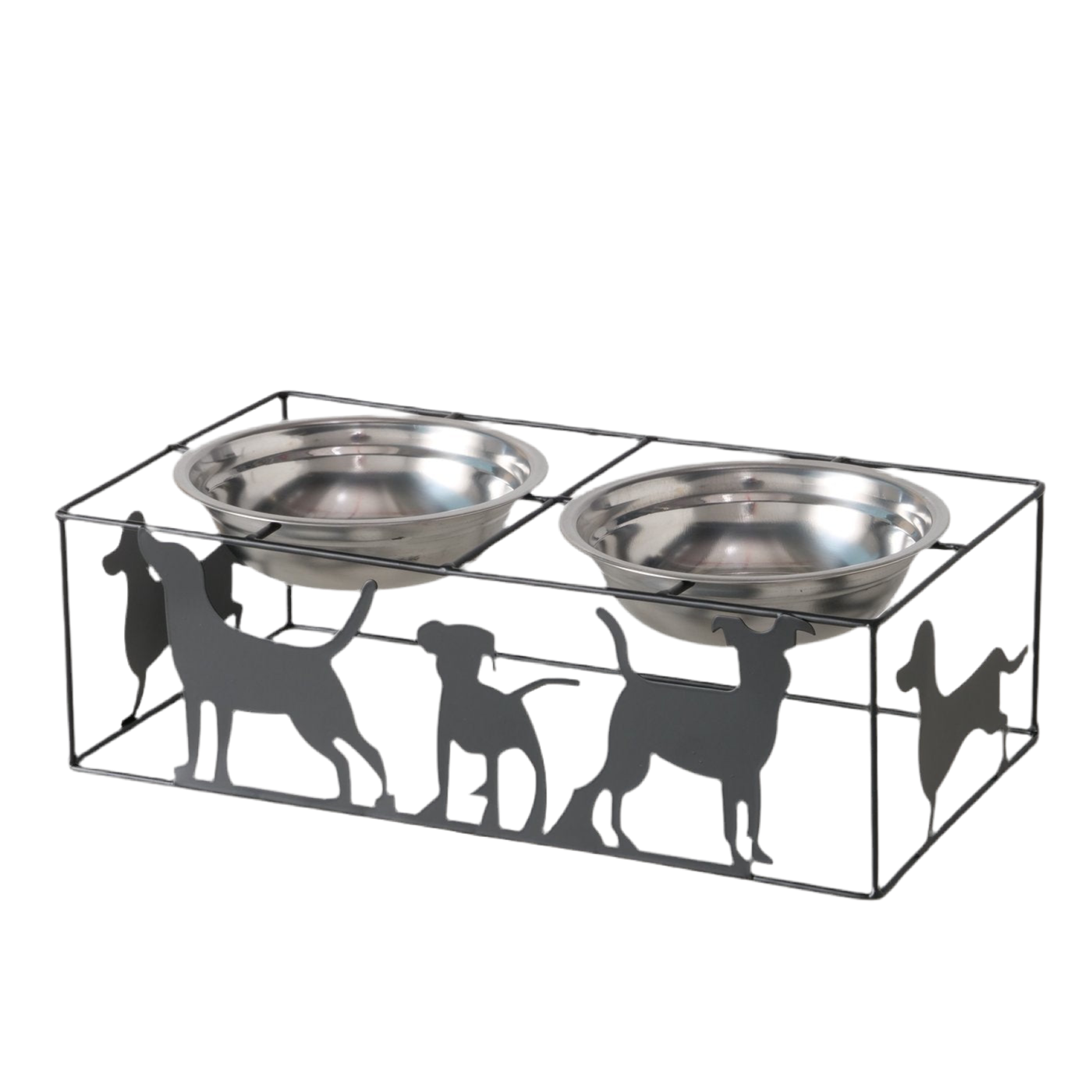 Dog Bowl Juggie – Raised Double Bowl Feeding Station made of Metal &amp; Stainless Steel, 426 ml
