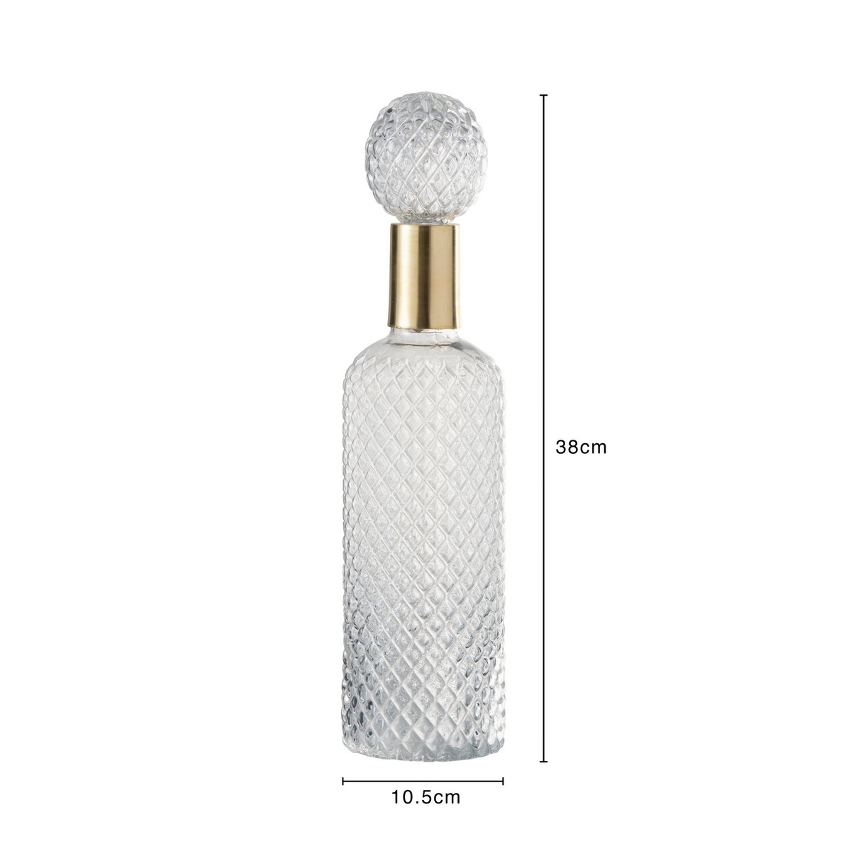 Dekoflasche Mit Korken Klar Glas Relief 38cm