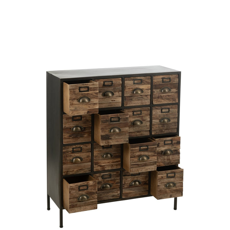 Vintage cabinet with 16 drawers made of wood and metal – Industrial Design
