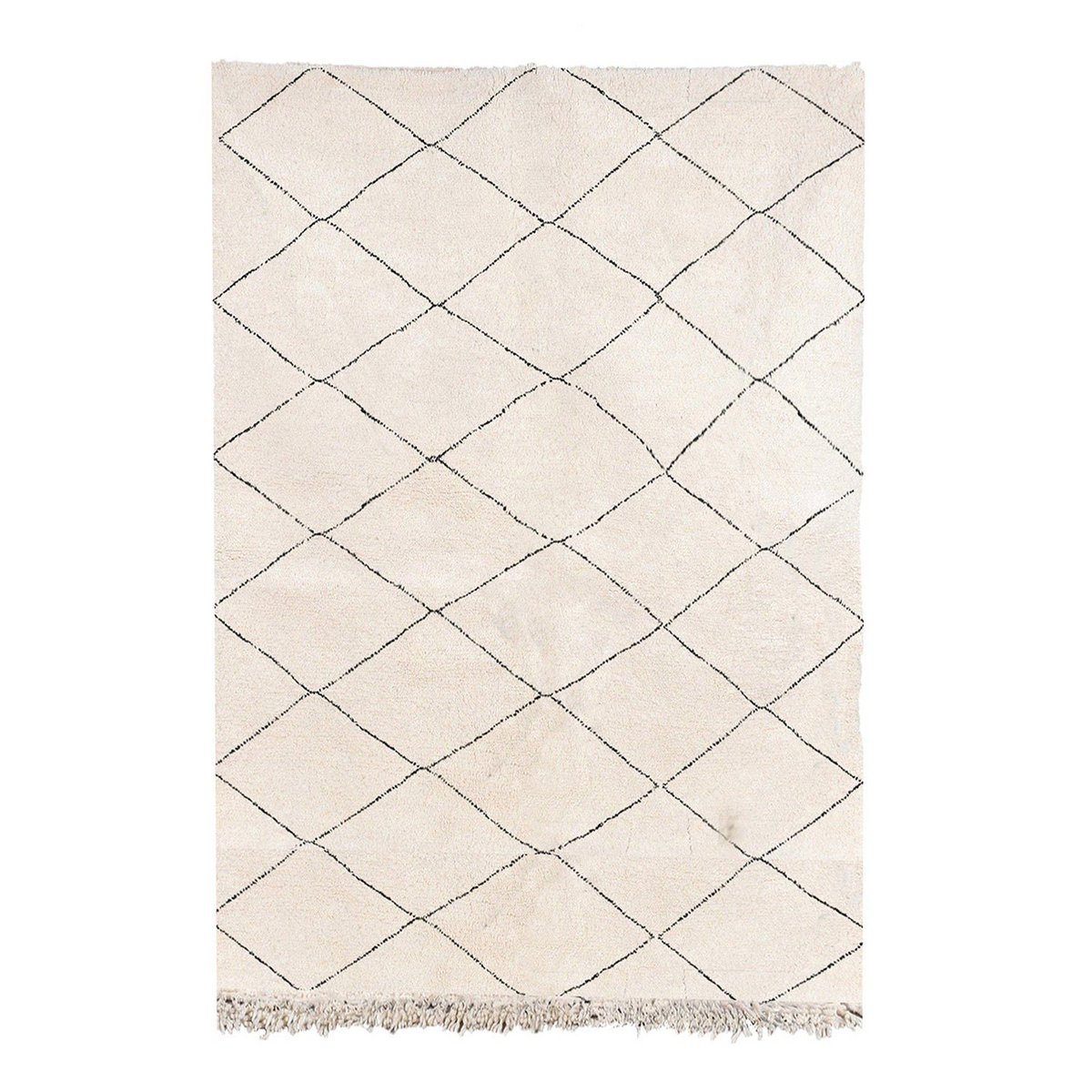 Tapis Berbere Authentique Marocain Laine Noir Blanc Kasbah