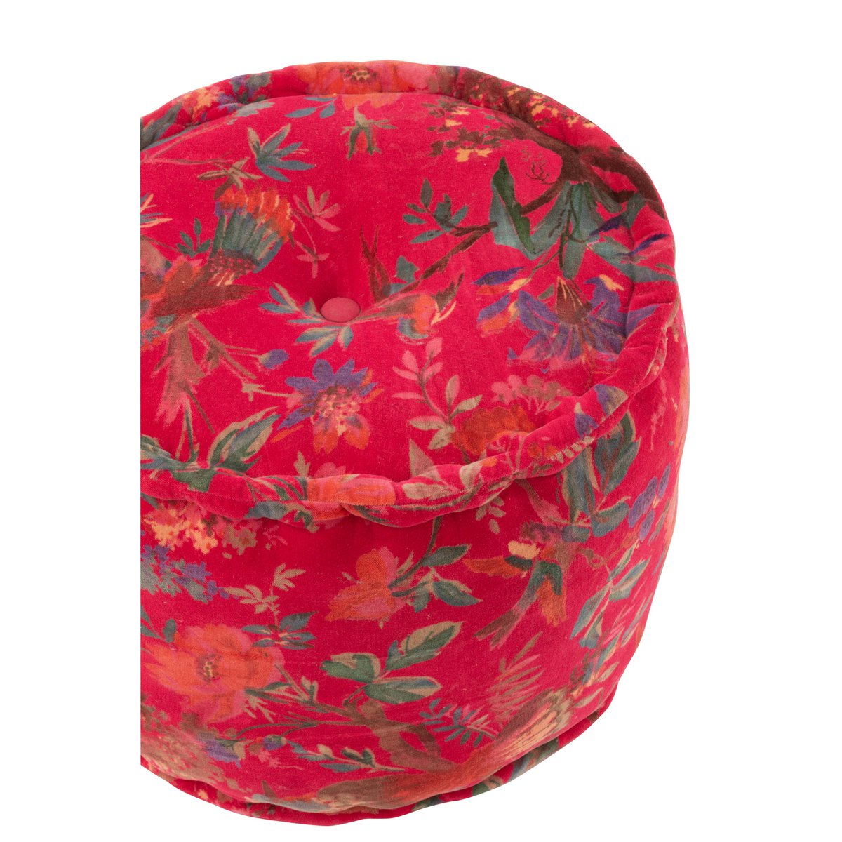 J-line-Pouf um Vögel/Blumen Baumwollletze rosa um