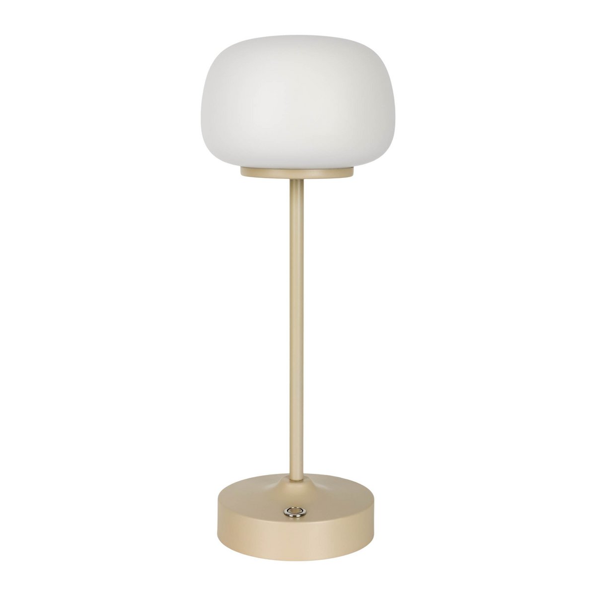 LED Akku-/ Tischleuchte "PINA" 30 cm hoch, aus Metall (beige) und Glas (weiß), integrierte LEDs, warmweiß