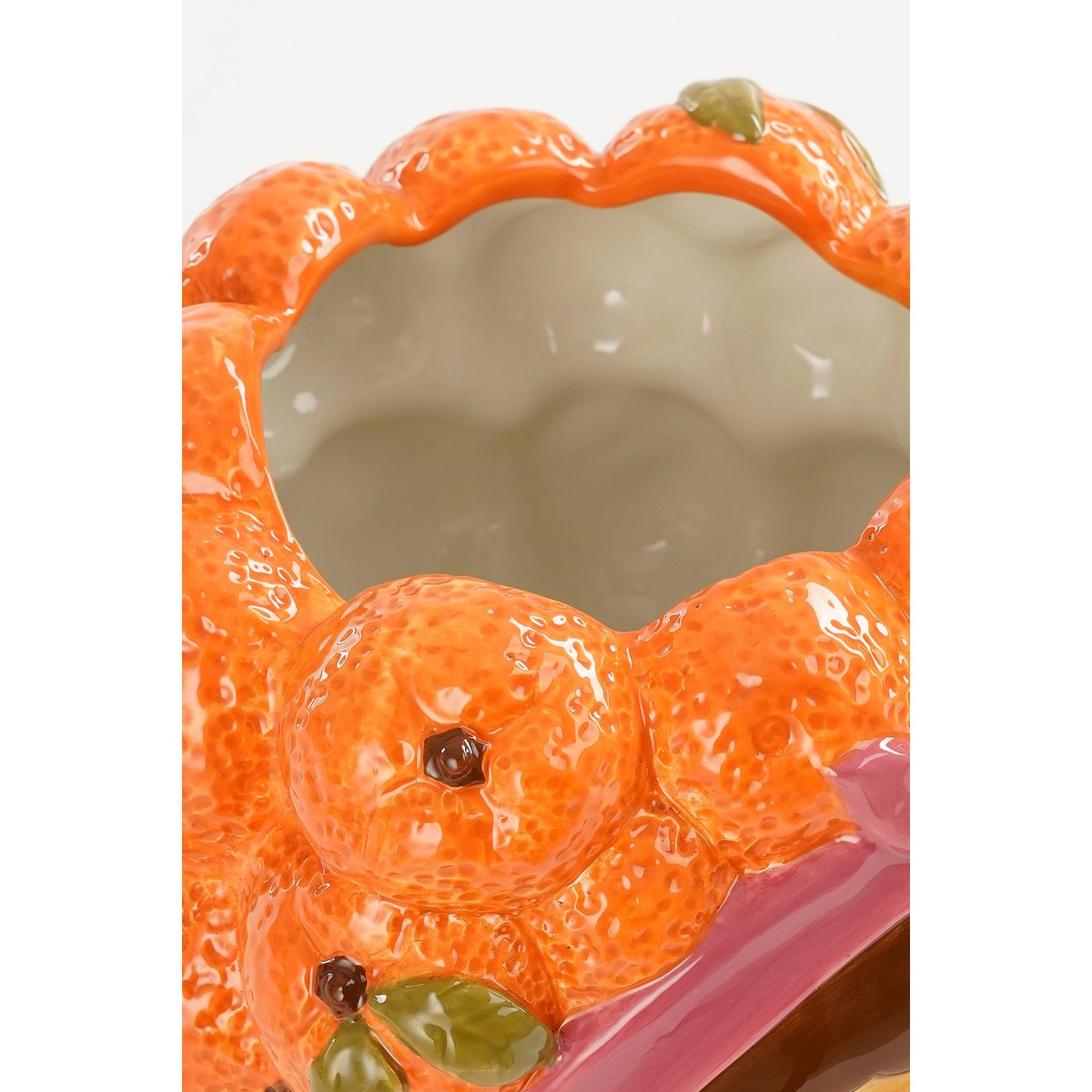 Lustiger Blumenknopf im Inneren - L20 x B20 x H22 cm - Dolomit - Orange