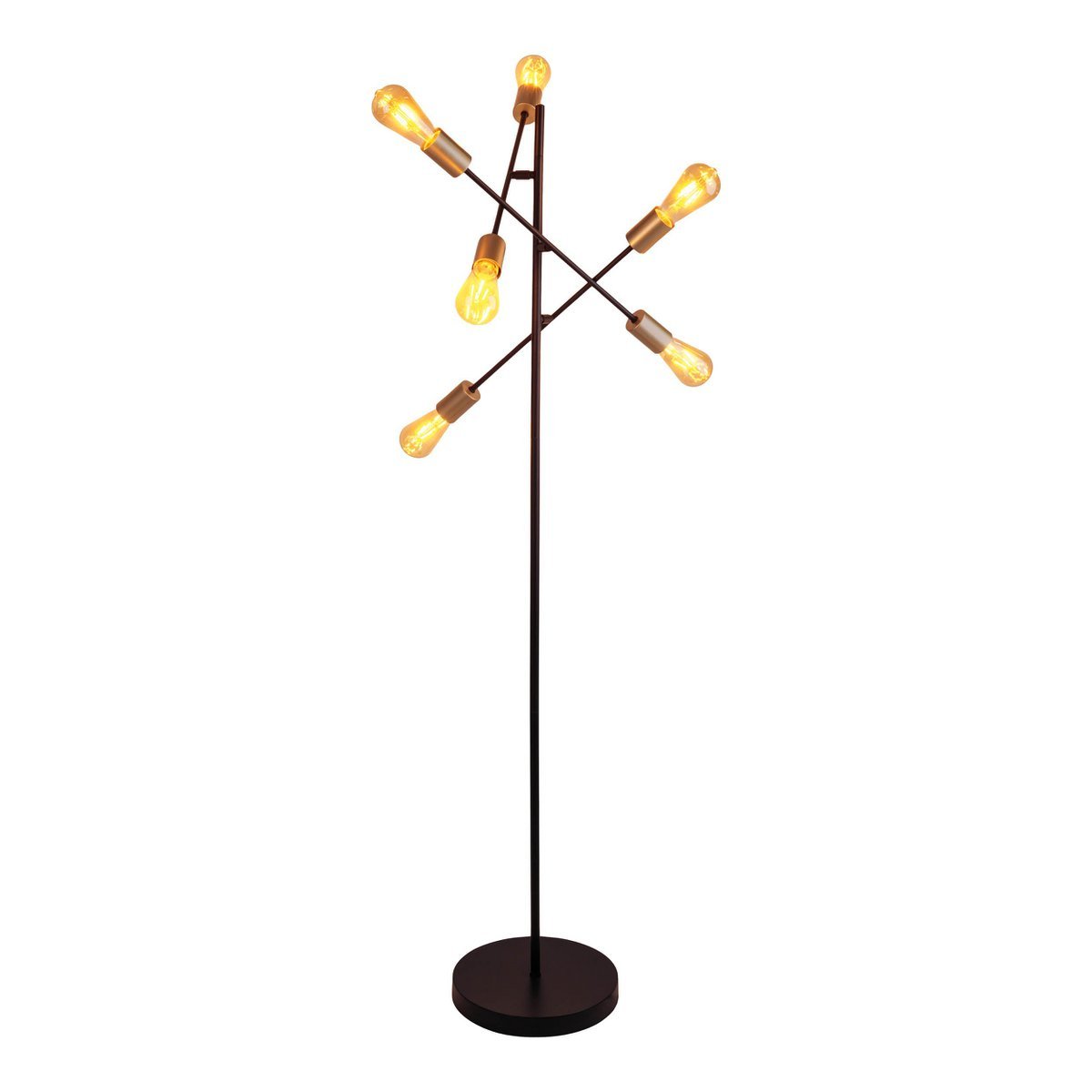 Stehleuchte "MODO" aus Metall in Schwarz,, Fassungen in Gold, E27-Fassung, Stehlampe für Wohnzimmer, Esszimmer, Küche, Diele, Flur oder Büro, 150 x 49 cm