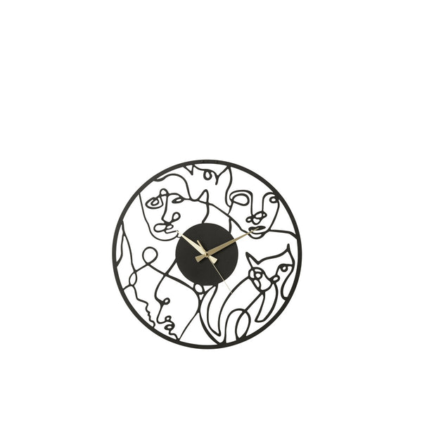 Faces Uhr – Metall, Schwarz – Ø 49 cm