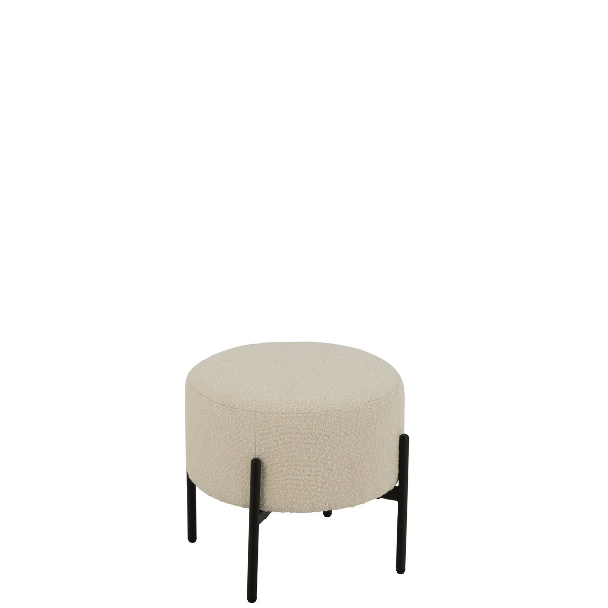 Round bouclé stool – modern design with metal legs