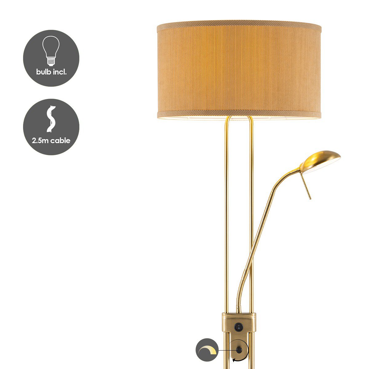 Stehlampe - 40/40/170 cm - Leinenlampenschatten