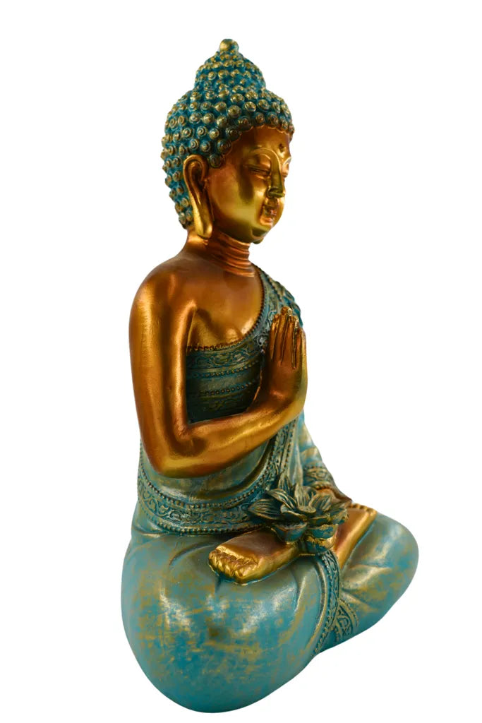 Avalokiteshvara in mint green, elegant Buddha sculpture, 31.5 cm