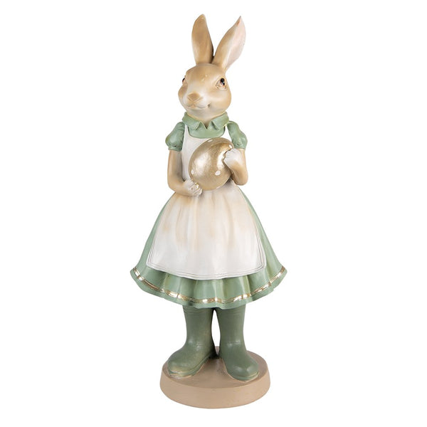 Decorative statue rabbit green, gold-colored 17x15x40 cm
