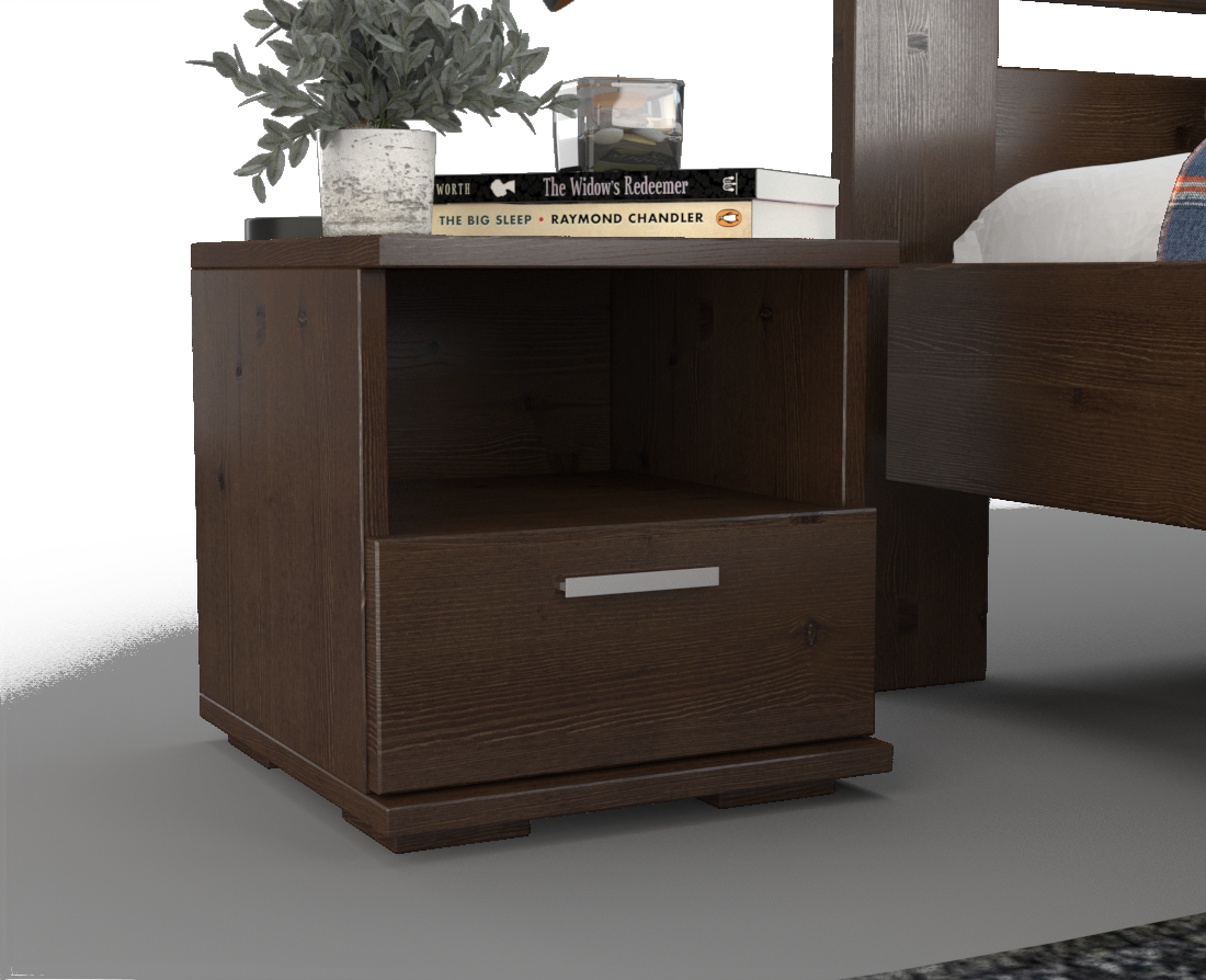 Nobis Kiefer Massivholz Nachttisch Nachtschrank | 1-Schublade und 1 Regal | 100% Bio Kiefer