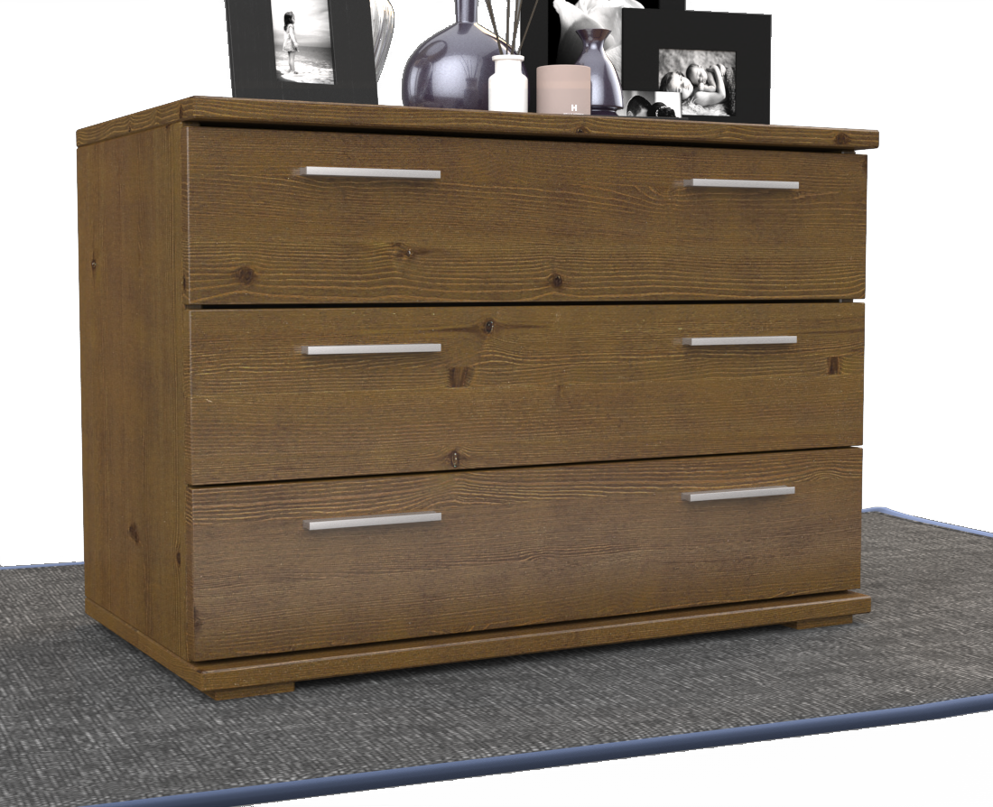 Nobis Kommode Sideboard | 3 große Schubladen | 57cm hoch | 100% Bio Kiefer Massivholz