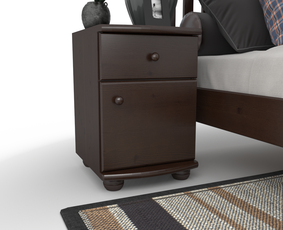 Claudia Kiefer Massivholz Nachttisch Nachtschrank | 1-Schublade 1-Türig | 100% Bio Kiefer