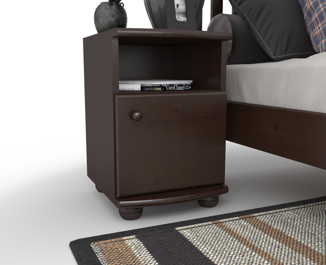 Claudia Kiefer Massivholz Nachttisch Nachtschrank | 1-Regal | 1-Türig | 100% Bio Kiefer