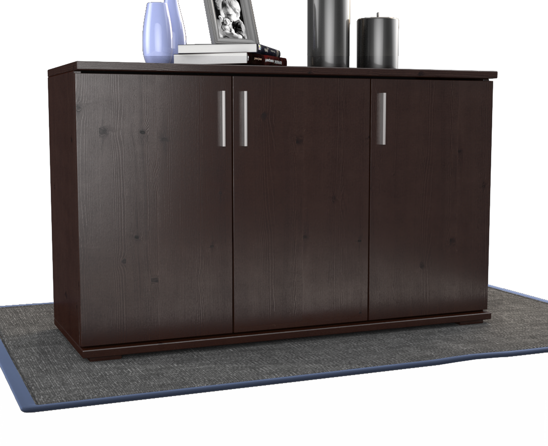 Nobis Kommode Sideboard | Anrichte | 3-Türig mit Regalböden | 100% Bio Kiefer Massivholz