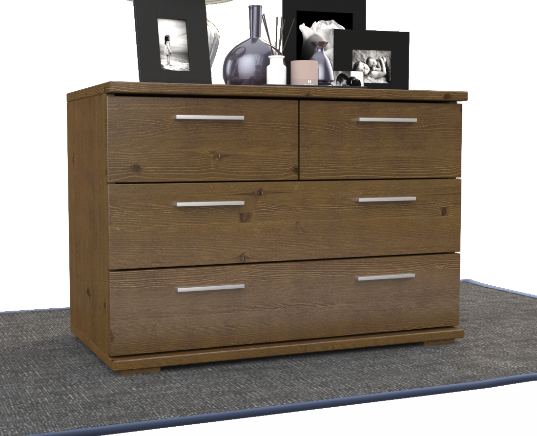 Nobis Kommode Sideboard | Anrichte | 4-Schubladen | 57cm hoch | 100% Bio Kiefer Massivholz