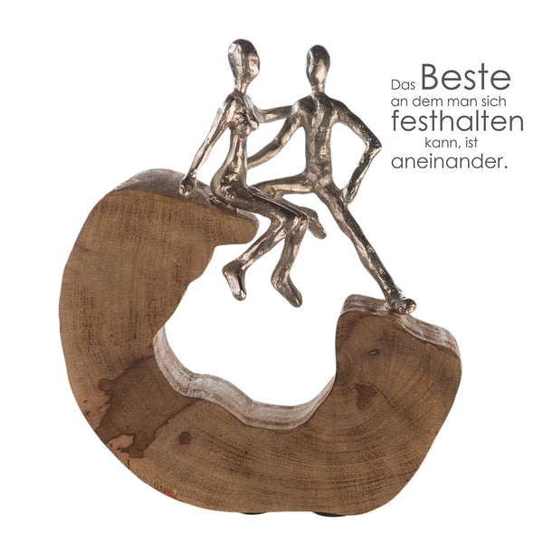 Aluminium Holz Skulptur Secure in Silberfarben – Ein Zeichen der Verbundenheit und Sicherheit