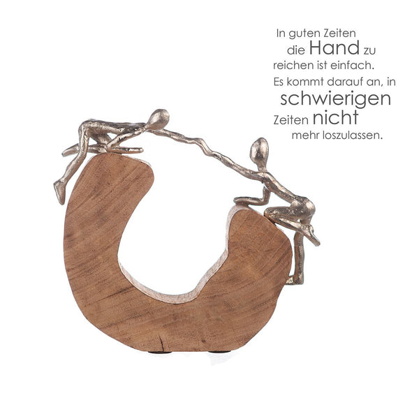 Aluminium houten sculptuursteun in zilveren kleuren - symbool van stabiliteit en verbinding
