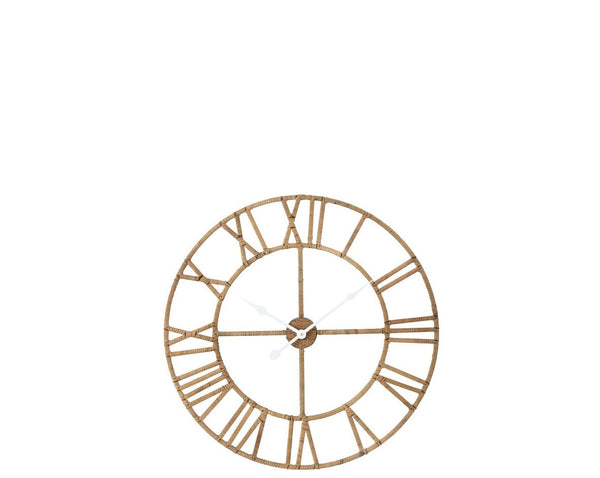 Wanduhr Roman – Rattan/Metall, Natur, 70 cm Durchmesser