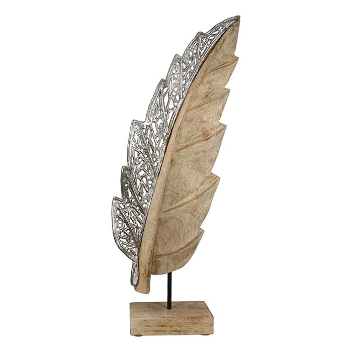 Elegante Qualitäts-Echtholz-Skulptur „Jali“ aus Mangoholz und Aluminium