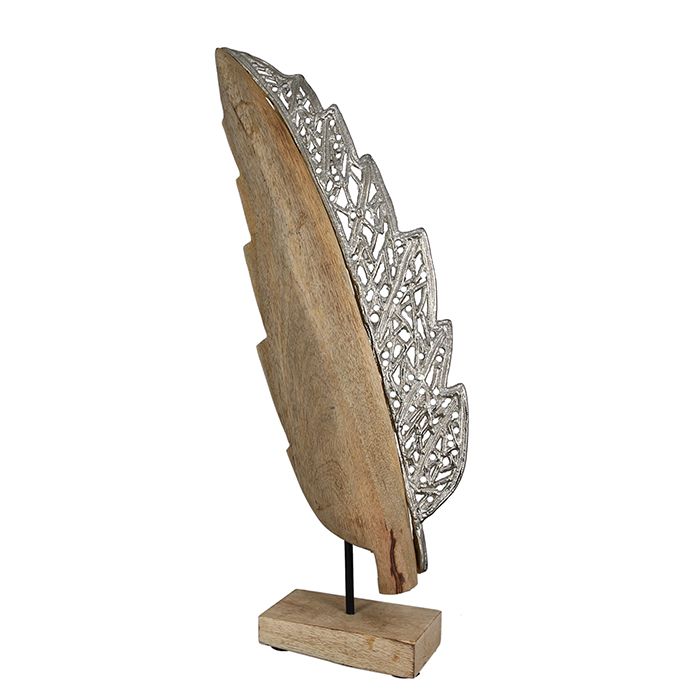 Elegante Qualitäts-Echtholz-Skulptur „Jali“ aus Mangoholz und Aluminium