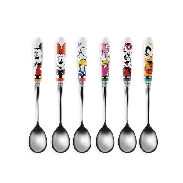Disney teaspoon set - set of 6 with charm for tea lovers stainless steel porcelain 