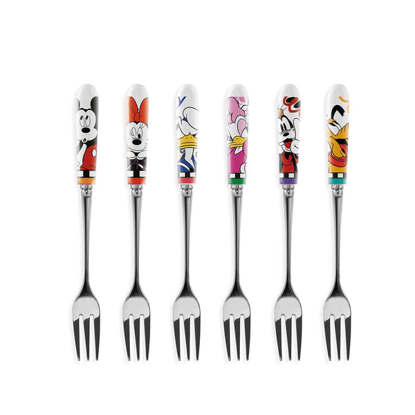 Disney cake forks – set of 6 for magical dessert moments, porcelain, stainless steel 