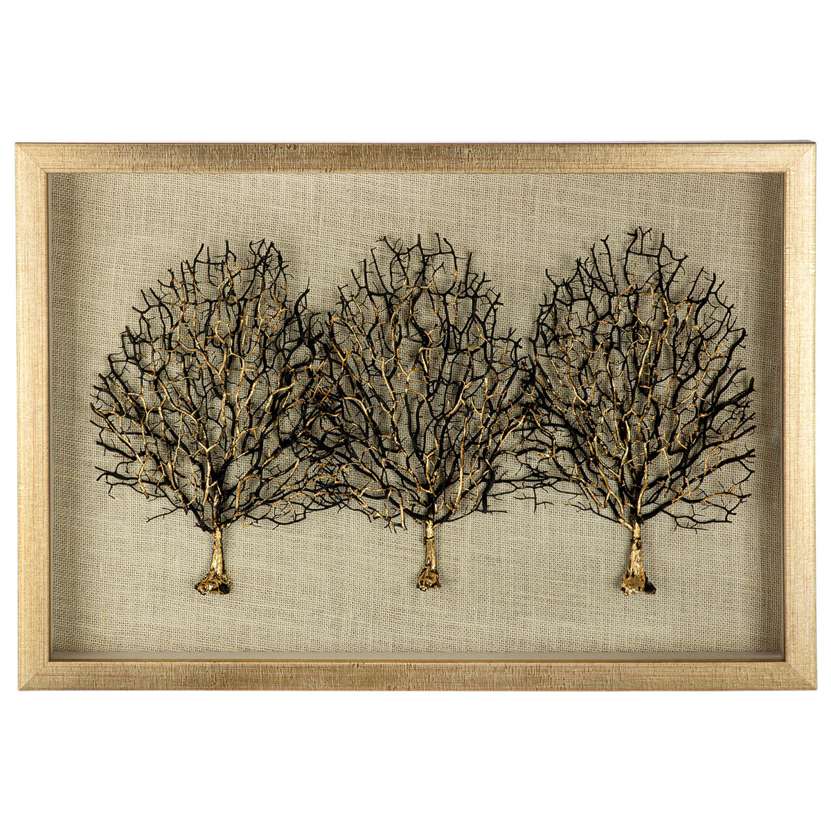 Wandbild Baum Trio Gold Schwarz 70x50 cm