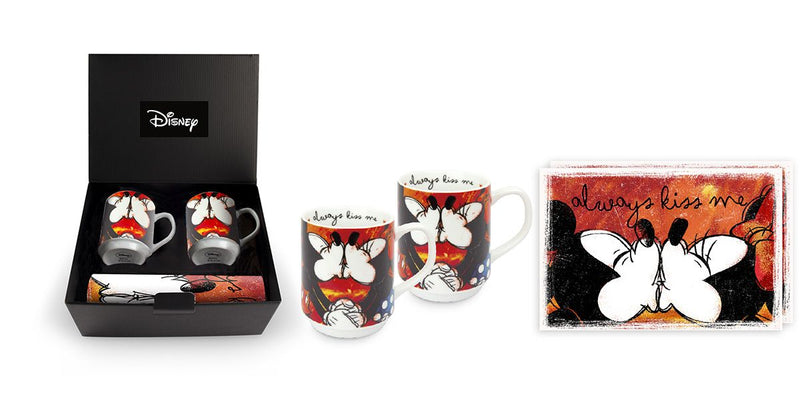 Disney stapelbeker en placemat kiss me altijd Mickey &amp; Minnie liefdevol ontwerp
