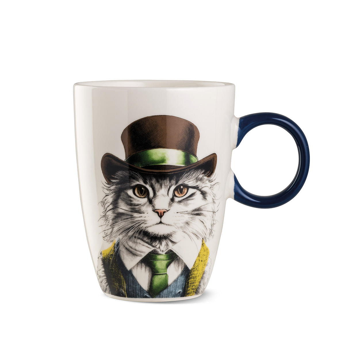 Classy Cat Tassen Set 4er Porzellan Weiß Blau mit Katzenmotiv