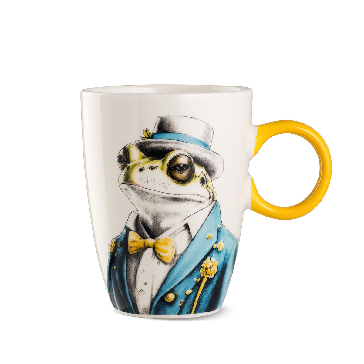 Fancy Frog Tassen Set 4er Porzellan Weiß Gelb mit Froschmotiv