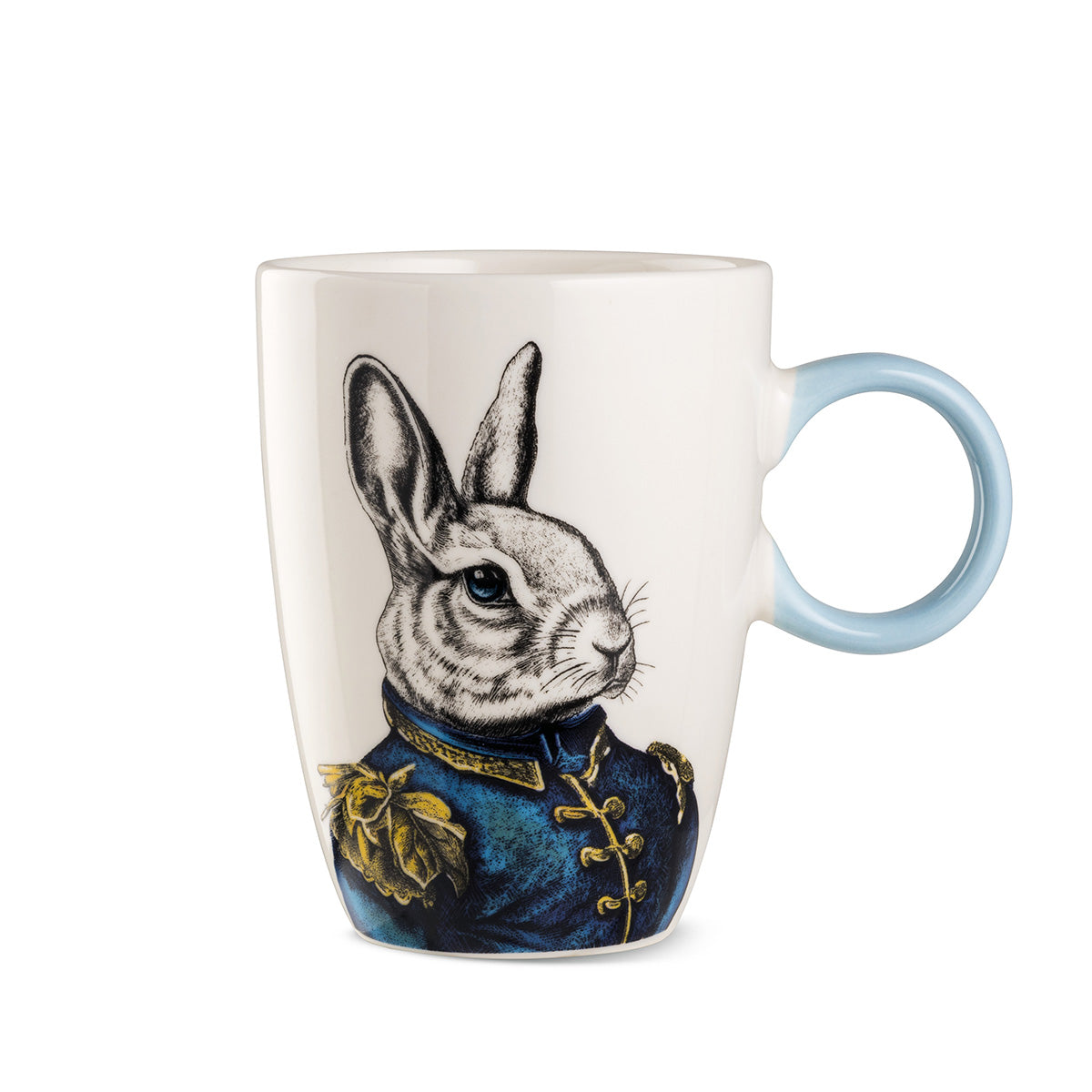 Noble Rabbit Tassen Set 4er Porzellan Weiß Blau mit Hasenmotiv