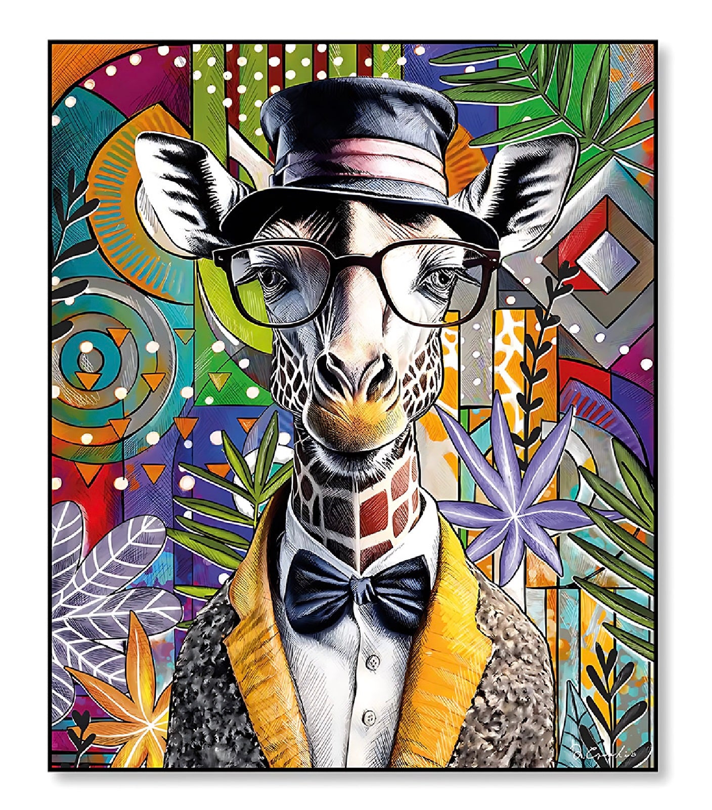 Wandbild Human Essence Giraffe Modern Bunt 60x50cm