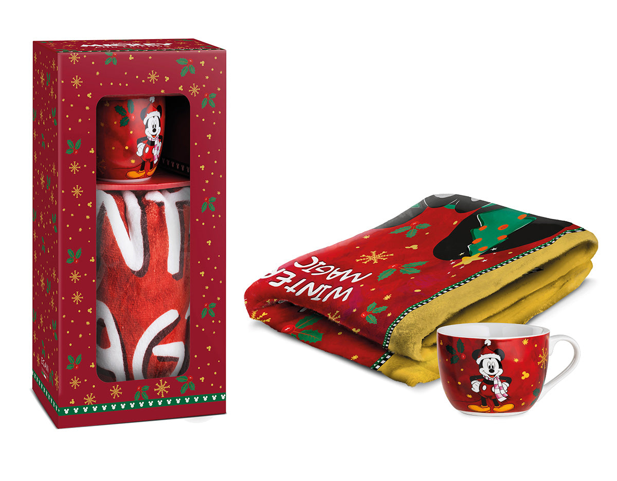 Cappuccinotasse Decke Mickey Mouse - Winter Magic Porzellan Textil rot