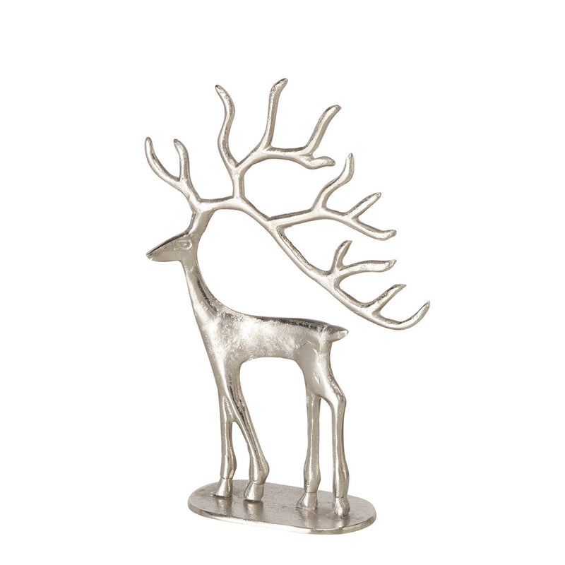 2tlg. Hirschfiguren Set Trollah – Veredeltes Aluminium, Höhe 40 cm & 24 cm