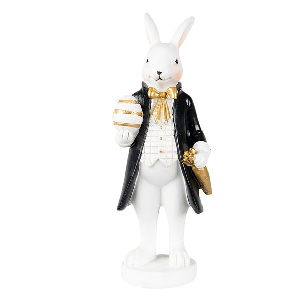 Decoration Statue Rabbit Black White 7x6x20 cm