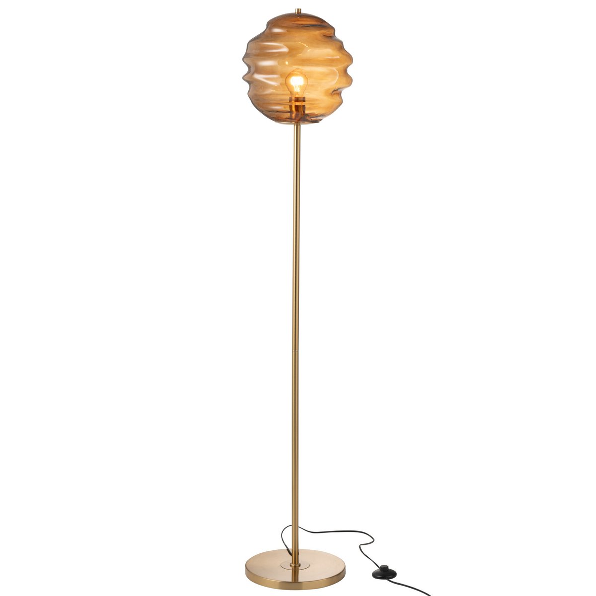 Honingraat vloerlamp van glas in bruin