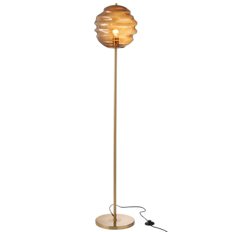 Honeycomb floor lamp made of glass in brown
