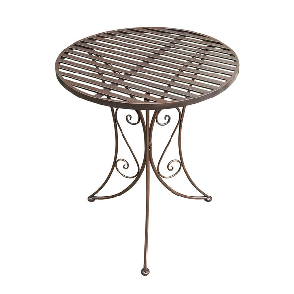 Metall-Tisch Malcesine, Ø 60 x 72 cm, braun - Stilvoller Rundtisch für Balkon und Terrasse