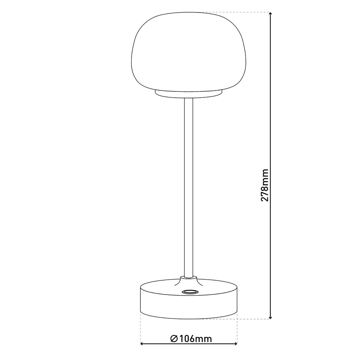 LED Akku-/ Tischleuchte "PINA" 30 cm hoch, aus Metall (beige) und Glas (weiß), integrierte LEDs, warmweiß