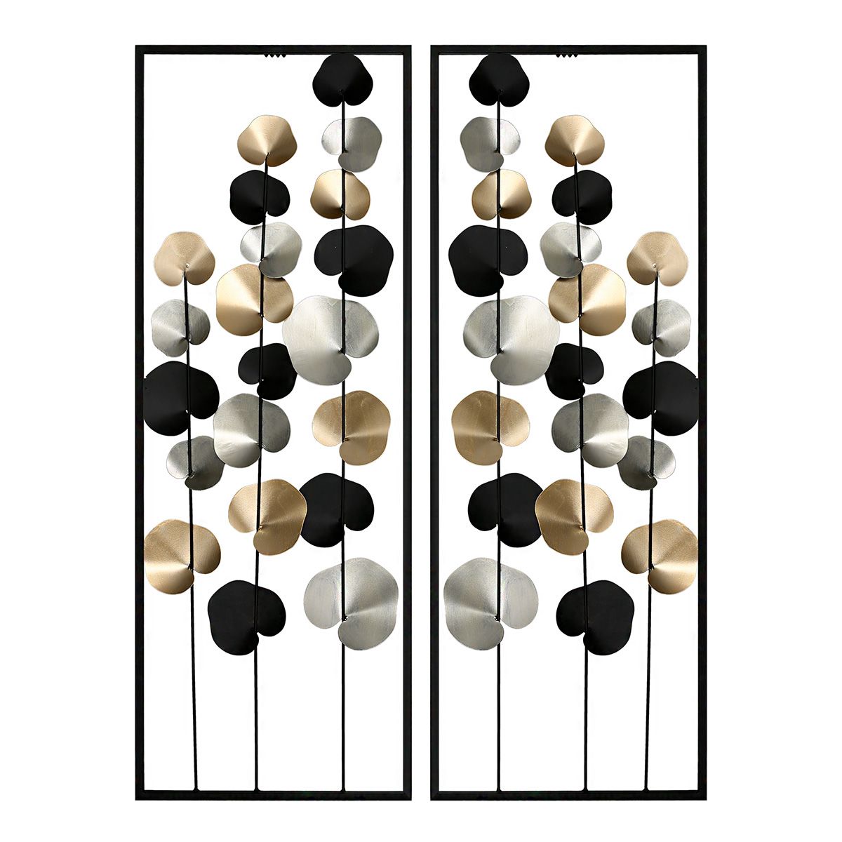 2-er Set Qualitäts Wandrelief "Ranken" – Stilvolle Akzente in Schwarz, Gold und Silber