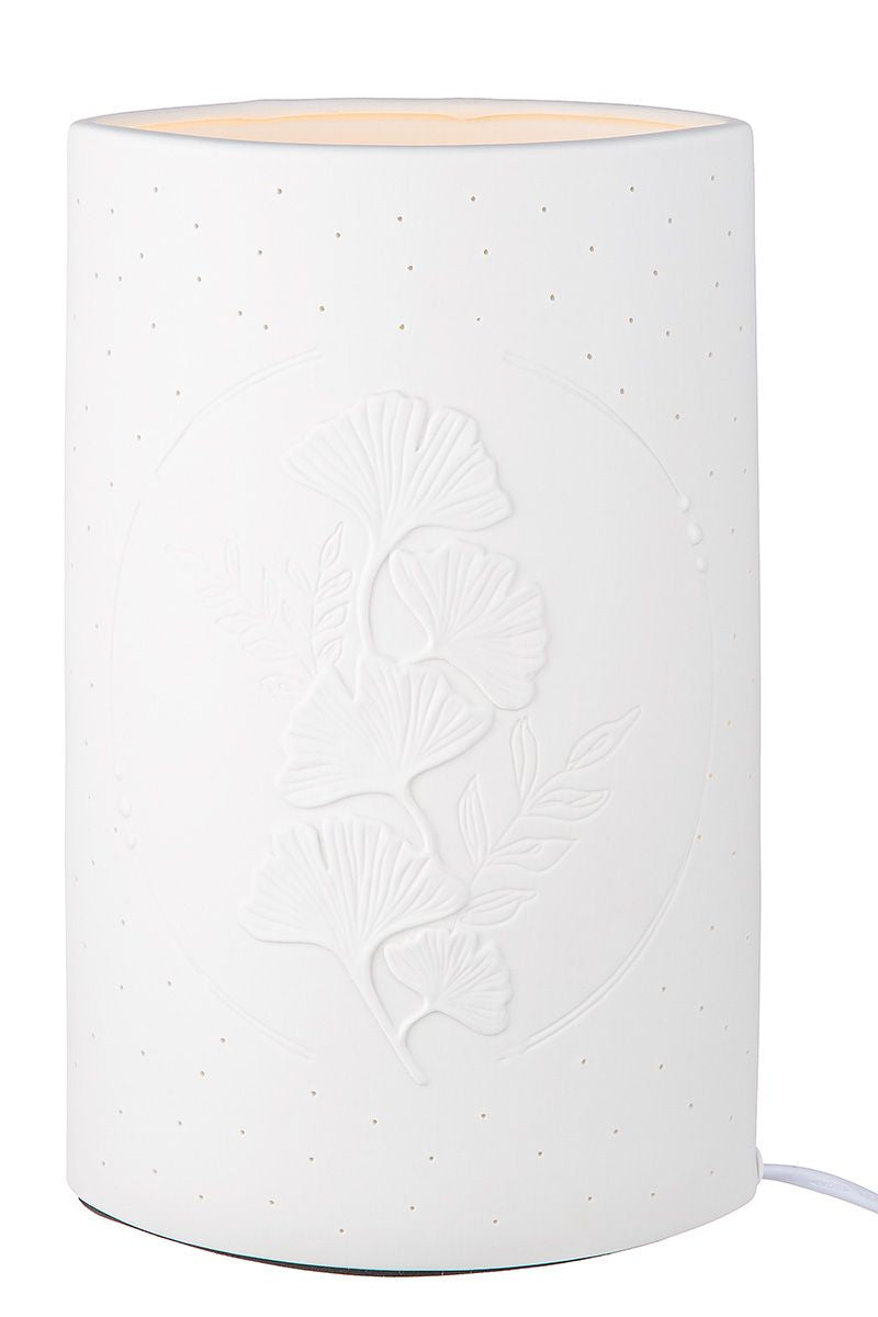 Porcelain lamp "Ginkgo wreath" in two sizes, ellipse shape